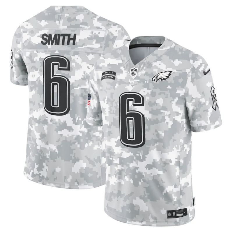 Men Philadelphia Eagles #6 Smith Nike Arctic Camo 2024 Salute to Service Limited NFL Jersey